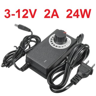 3V-12V 2A 24W DC แหล่งจ่ายไฟปรับค่าได้ มีสวิตปิดเปิดในตัว Adjustable AC / DC Adapter Switching Power Supply อะแดปเตอร์