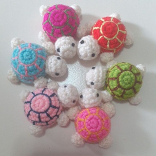 6ชิ้นต่อชุด 2นิ้ว เต่าน้อย ถัก โครเชต์ mini turtle 3D crochet handmade ตกแต่งเสื้อผ้า หมวก กระเป๋า กิ๊บ บ้านตุ๊กตา