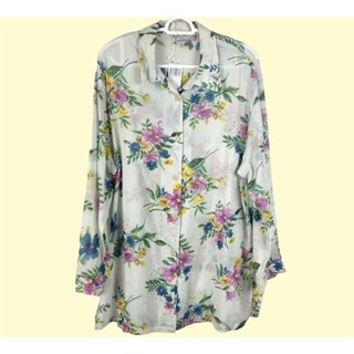 Shirt cotton ลายดอกงานญี่ปุ่น ลายสวย อก 44 ยาว 29 • Code : 682(11)