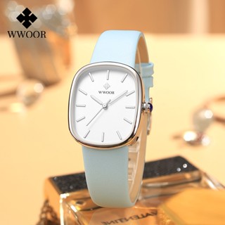 WWOOR   นาฬิกาข้อมือควอตซ์แฟชั่น สายหนัง กันน้ํา หรูหรา สําห…