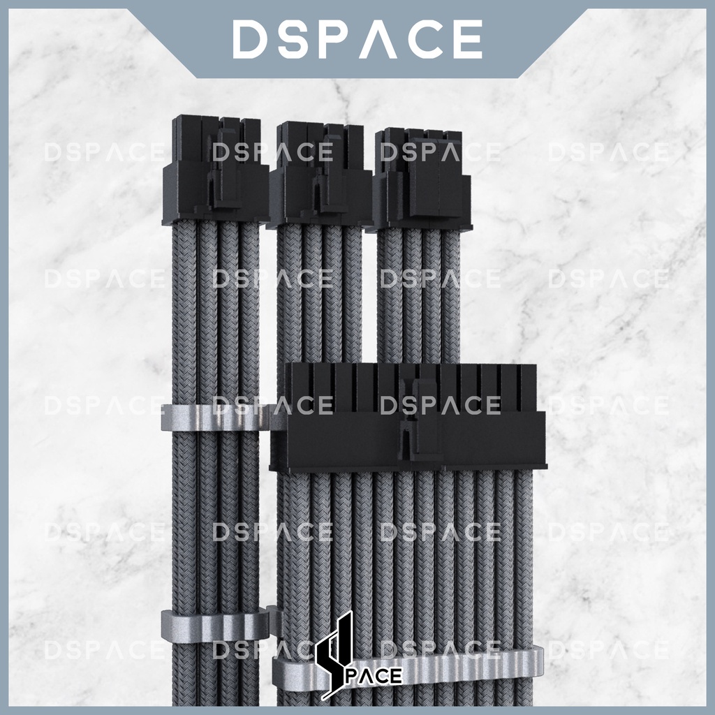 DSPACE MESH-X PSU สีเทาพรีเมี่ยมแขน Braided Extension สายเคเบิลแขนแบบกําหนดเองพร้อมหวีสําหรับเมนบอร์
