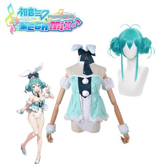 Anime Hatsune Miku White Rabbit Girl Anime Tights Stage Performance Wig Cosplay Costume