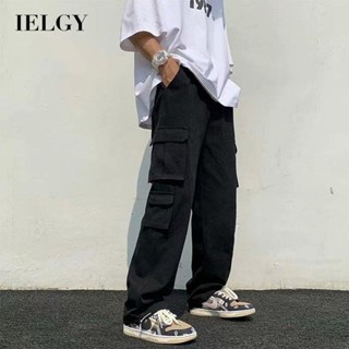 Ielgy กางเกงคาร์โก้ มีเชือกผูก อเนกประสงค์ สไตล์เกาหลี สําหรับผู้ชาย