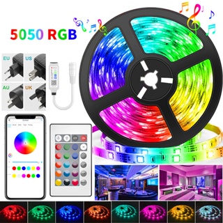 สายไฟ LED RGB บลูทูธ 5050 SMD 30 20 10 ม. ควบคุมผ่านแอพโทรศัพท์ RGB TV เดสก์ท็อป