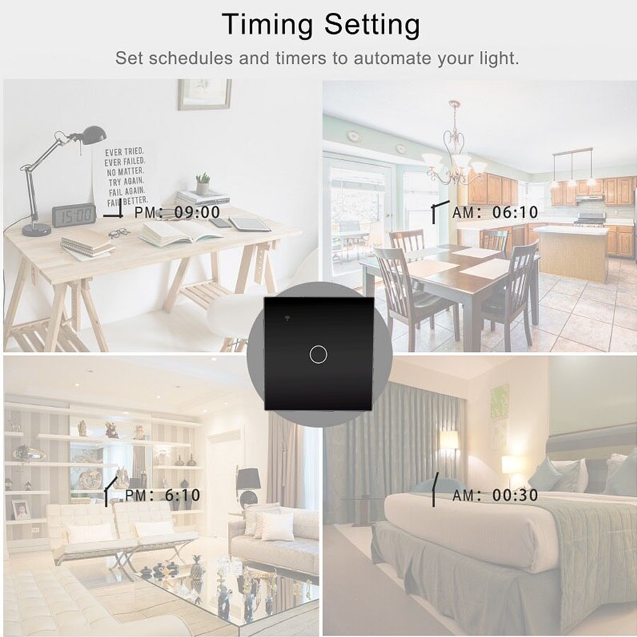 ID SMART WALL SWITCH BLACK WIFI / TOUCH WALL SWITCH / IOT TOUCH WIRELESS