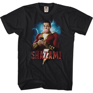 เสื้อยืดลายการ์ตูน Movie Poster Shazam T-Shirt เสื้อคู่รัก เสื้อยืดไม่ต้องรีด