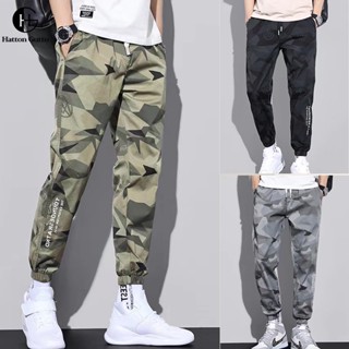 Cod OOTD กางเกงขายาวลําลอง ผ้าเรยอน ลายพราง สําหรับผู้ชาย