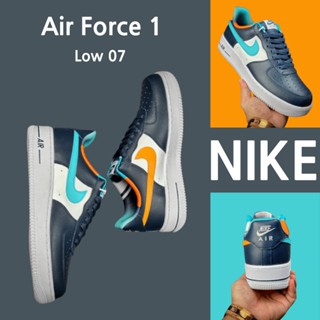 （ยิงจริง）Nike Air Force 1 Low 07 white blue orange รองเท้าผ้าใบ รองเท้า รองเท้าวิ่ง รองเท้า nike-1-4