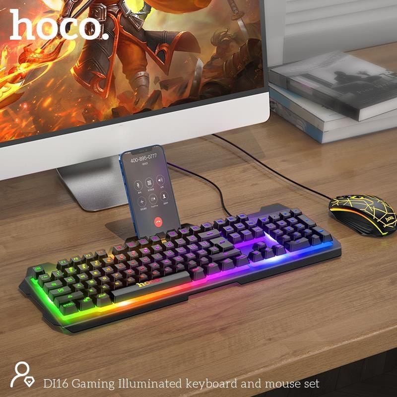 Keyboard + mouse HOCO DI16, Bluetooth for gamer LED , black