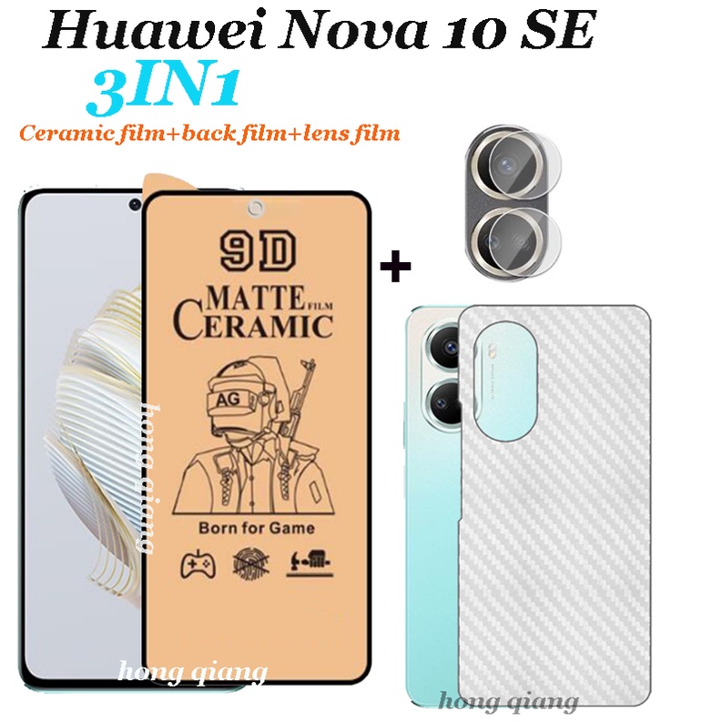 (3 In 1) ฟิล์มกระจกนิรภัยกันรอยหน้าจอ เซรามิค ฟิล์มกล้อง ฟิล์มด้านหลัง สําหรับ Huawei Nova 10 SE 10z Huawei Nova 9SE 7SE 7i 8i Nova Y70 Y70 Plus Y90 Y60