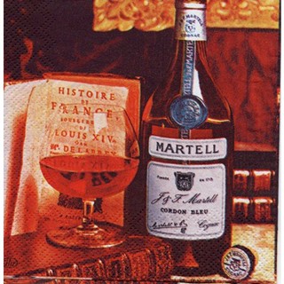 Pladao Napkin วินเทจ เหล้า Martell กระดาษ แนพกิ้น สำหรับงานศิลปะ เดคูพาจ decoupage ขนาด M 25x25