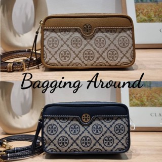 TORY T MONOGRAM JACQUARD DOUBLE ZIP MINI BAG