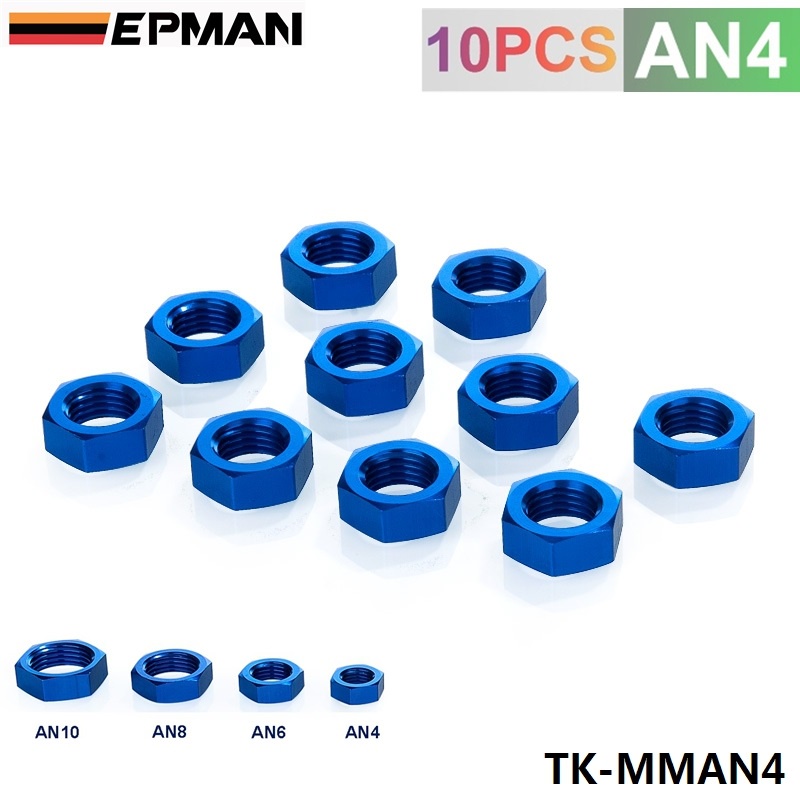 4AN AN4 AN-4 Bulkhead Blue Aluminium Anodized Nut Sealing Locking Fitting Adapter