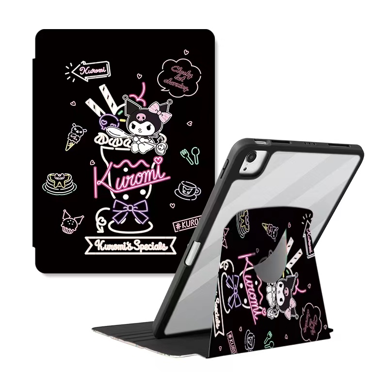for เคสไอเเพด gen10 เคส Air5 Air 4 10.9 gen7/gen8/gen9 10.2 pro 11 360°หมุนตั้ง/นอนได้ เคสหนังอะคริลิคใส พร้อมถาดใส่ปาก