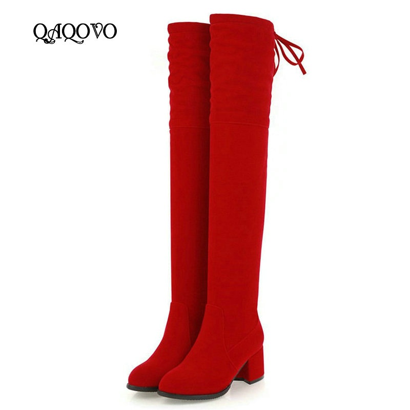 red long boots ladies