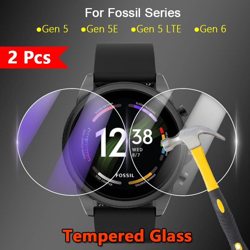 ฟิล์มกระจกนิรภัยกันรอยหน้าจอสมาร์ทวอทช์ 2.5D HD กันแสงสีฟ้า สําหรับ Fossil Gen6 5 5E LTE 42 มม. 44 มม. 1 2 3 5 ชิ้น