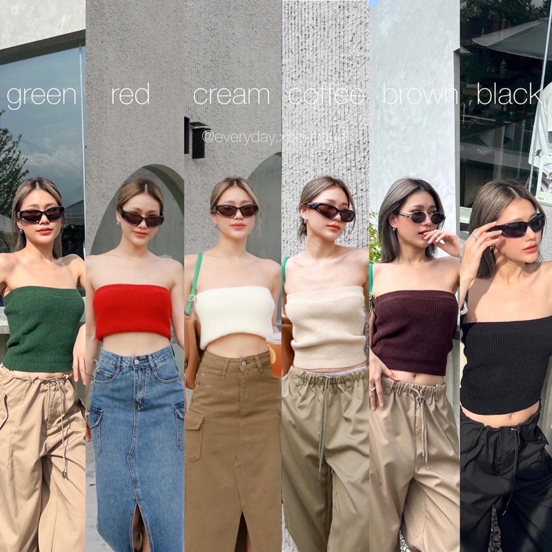 NEW ARRIVAL (330฿ฟรีส่ง) เสื้อเกาะอกไหมพรม เนื้อแน่น ทรงสวย ใส่สบายไม่หลวม พอดีตัว สำหรับรุ่นนี้คือฮอตมาก glam clothes