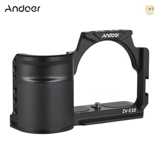 Andoer Camera Cage Aluminum Alloy Video Cage with Cold Shoe Mounts Numerous 1/4 Inch Threads Replacement for  ZV-E10 Vlog Camera