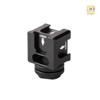 Andoer Universal Aluminium Alloy Cold Shoe Camera Mount Adapter with 4 Cold Shoe Mount 1/4 Inch Screw Mount for Microphone LED Video Light Monitors Camera Accessories for