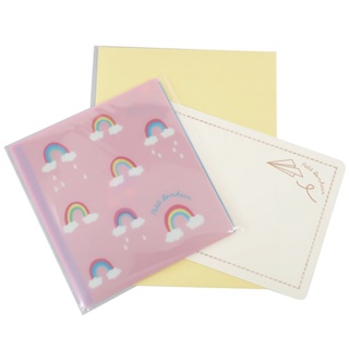 Petit Bonheur Mask Case &amp; Card from Japan การ์ดพร้อมซองพลาสติกใส่มาสก์ แบบ Rainbow สีชมพู มาพร้อมซอง