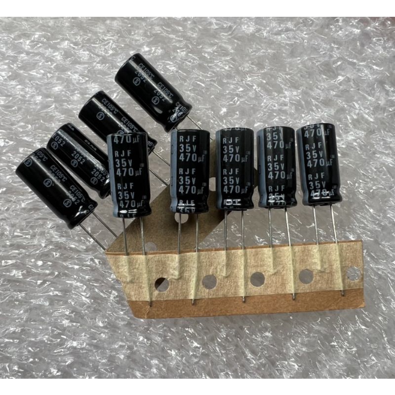 C 470uF 35V ELNA สีดำCapacitor ขนาด10x21mm.(10ชิ้น) ของแท้ล้าน% 470UF 35V  C470uF 35V 470uf 35V c470