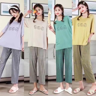 ชุดลำลอง ชุดนอนลายกระต่าย 4สี พร้อมส่ง✅ เสื้อ+กางเกง
