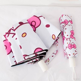 Ag1 Sanrio HelloKitty ร่มพับอัตโนมัติเต็มร่มบังแดดน่ารักเด็กชายและเด็กหญิงนักเรียนที่ถูกแดดและฝนตก