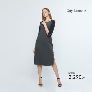 Guy Laroche ชุดเดรส COZY KNIT : Luxury jersey dress แต่งลูกไม้ที่แขน (GZT8BL)