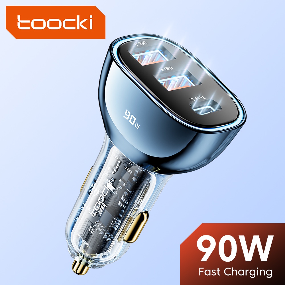Toocki 90W USB C Car Charger PD4.0 QC3.0 Fast Charge 80W USB Type C ที่ชาร์จโทรศัพท์สําหรับแท็บเล็ตแ