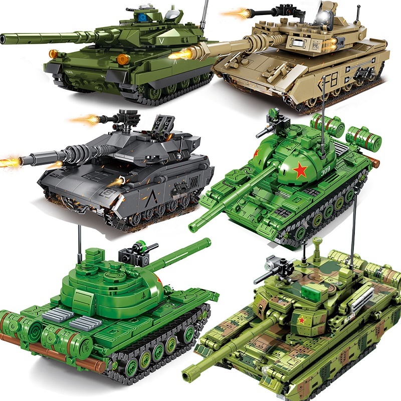 LEGO MilitaryTiger I Tank Panzer เยอรมัน US M1A2 T34ชุดบล็อกตัวต่อ World War 2กองทัพทหาร WW2ของเล่นก