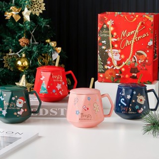 Christmas ceramic mug mug with lid cup coffee cup gift cup set