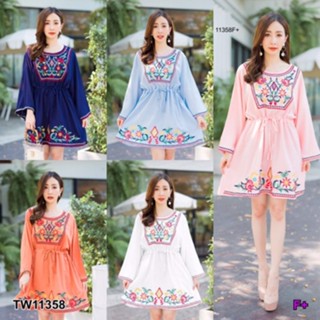 👗Pfashion [ส่งไว!!🚛] P11358 เดรสโบฮีเมี่ยนปักลายดอกไม้ Bohemian floral embroidered dress