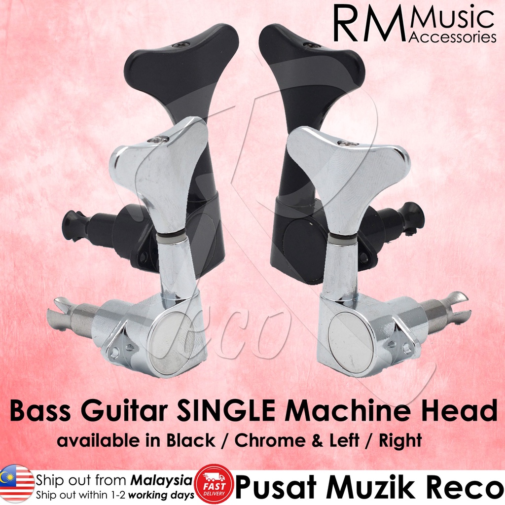 Rm Bass Guitar SINGLE Machine Head Tuning Peg Black / Chrome 4 String 5 String Gitar Bass Bass Bass Guitar 4 Tali 5