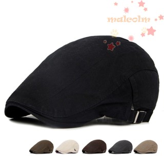 MALCOLM Men Beret Painter Cap Adjustable Flat Solid Color Driving Newsboy Octagonal Hat