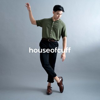 Smartcasual Set 3: เสื้อโบว์ลิ่ง เอวยางยืด กางเกงทางการ เข็มขัด