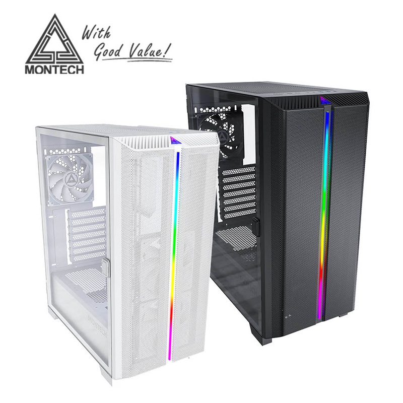 MONTECH SKY ONE LITE / White Steel / High Airflow / Fine Mesh / Tempered Glass ATX Gaming Mid Tower 