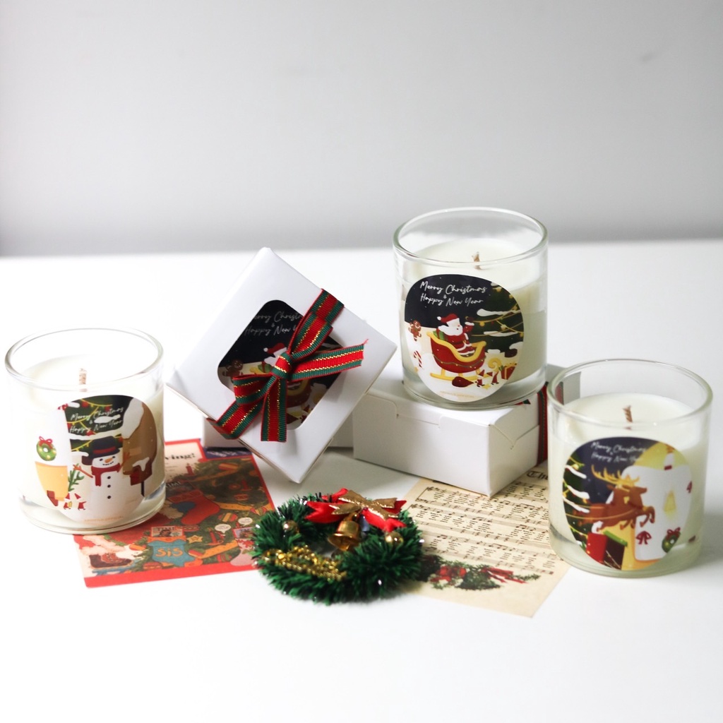 เทียนหอม คริสต์มาส ปีใหม่ ขนาด 80g (Soywax Candle Christmas)