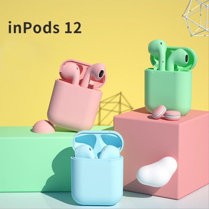Inpods i12 Tws ไร้สาย BT5.0 ควบคุมแบบสัมผัสชุดหูฟังกีฬาโทรศัพท์มือถือสากลหูฟังสเตอริโอไร้สายหูฟัง