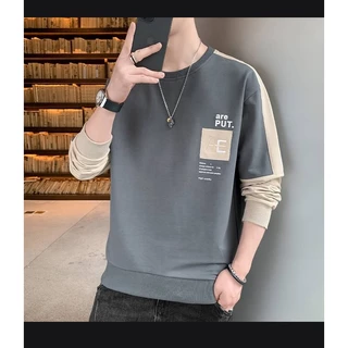 เสื้อแขนยาวผู้ชายเสื้อยืดผู้ชายเรียบง่ายสวมใส่สบายๆ