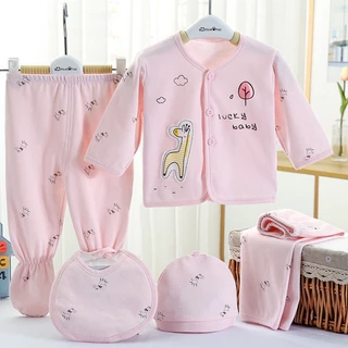 Babyonline(Y139)L4 (ส่งด่วน1วัน)ชุดเซ็ตเด็กแรกเกิดลายการ์ตูน5ชิ้น ผ้าฝ้าย นิ่ม อ่อนโยนต่อผิวเด็ก เหมาะกับเด็ก0-3เดือน