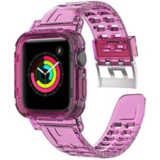 สายนาฬิกาข้อมือ พร้อมเคสใส แบบเปลี่ยน สําหรับ Apple watch 49 มม. 44 มม. 40 มม. 45 มม. 41 มม. 42 มม. 38 มม. 40 44 45 มม. iWatch Ultra series 7 6 5 3 se 8