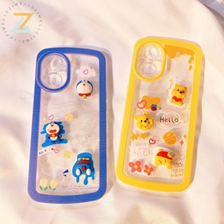 Zymello เคส OPPO Reno 8T 4G Reno 8T 5G Reno8 Z 5G Reno7 Z 5G Reno6 Z 5G Reno 8 5G Reno 7 5G Reno 6 5G Reno 5 Reno 2F การ์ตูนน่ารักแมวสีฟ้า Pooh อุปกรณ์เสริมซิลิโคนเคสโทรศัพท์