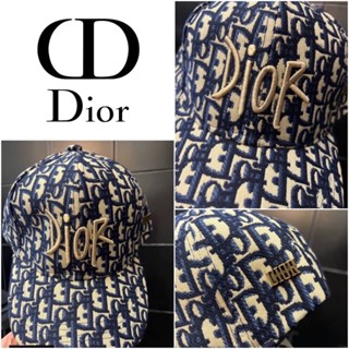 หมวกแก๊ป CHRISTIAN DIOR SIGNATURE LOGO EMBROIDERED OBLIQUE BASEBALL CAP NAVY COTTON CANVAS