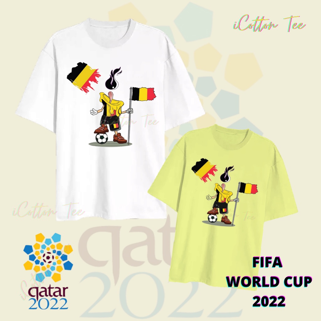 Adult Tops T-Shirt FIFA World Cup Qatar T-Shirt World Cup 2022 T-Shirt Belgium Flag T-Shirt Belgium 