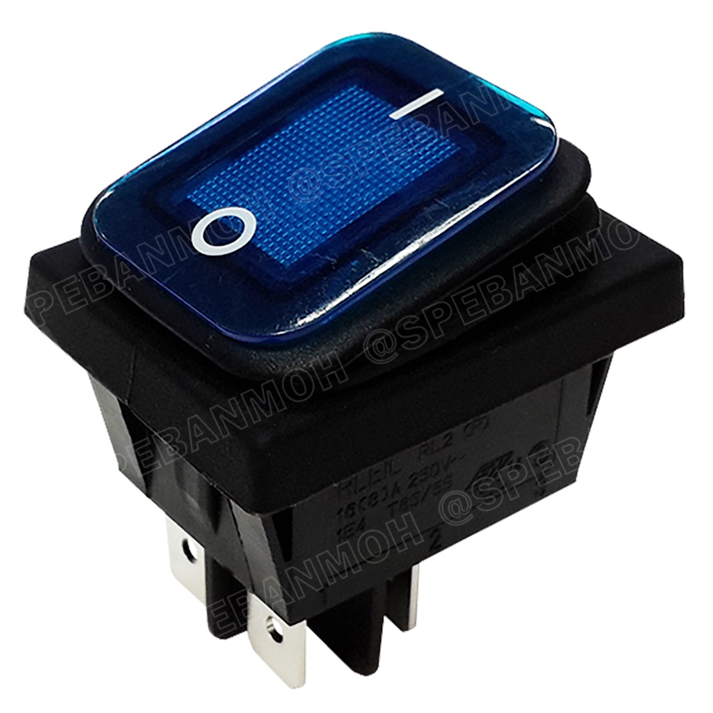 [ 1 ชิ้น ] RL2P-21N 220V น้ำเงิน Blue RLEIL Rocker Switch Switch RL2P RL2P-21 RL2P-21N สวิทช์กระดกกั