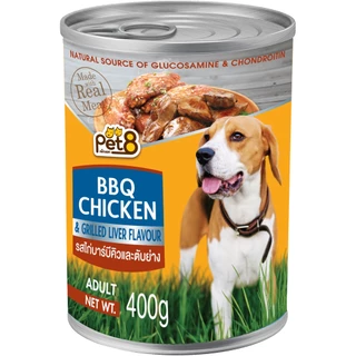 Pet8 อาหารกระป๋องสุนัข ชนิดกระป๋อง รสไก่ เนื้อตับ และผัก สารอาหารครบถ้วน พร้อมส่ง