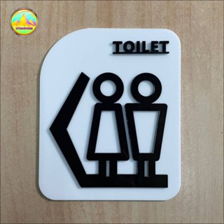 ป้ายห้องน้ำ ชายหญิง พร้อมดีไซน์ลูกศรในตัว ใช้บอกทางไปห้องน้ำ [TOILET SIGN - OC ON SIGN N0.78] *M-ONE DESIGN