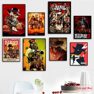 โปสเตอร์ภาพวาดผ้าใบ รูปเกม Red Dead Red Dead Redemption สไตล์วินเทจ สําหรับตกแต่งห้อง