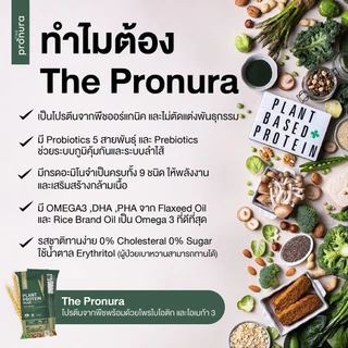 The Pronura Plant Protein Plus | โปรตีนพืชออร์แกนิก 5 ชนิด โปรตีนสูง 21g ไม่มีน้ำตาล Pro + Prebiotics + Omega-3| Non-GMO