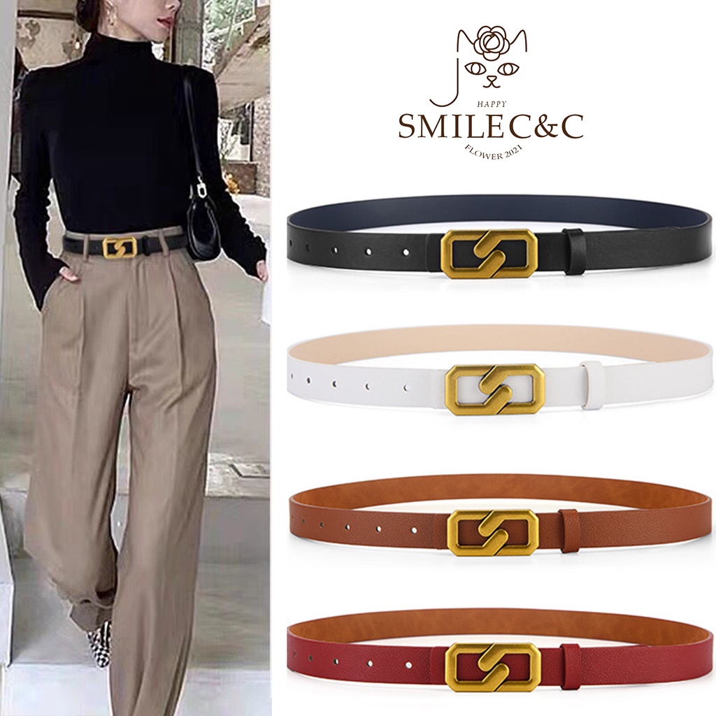 SmileFairyCC【COD & พร้อมส่ง】เข็มขัดหนังนิ่ม คุณภาพสูง สไตล์เกาหลี สําหรับผู้หญิง